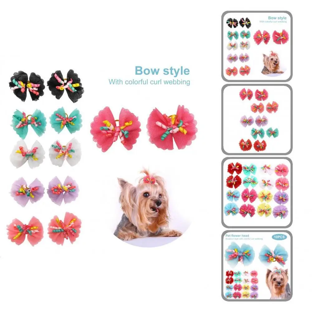 

10Pcs Lovely Pet Hair Bow Adorable Elegant Soft Pet Dogs Mesh Hair Bow Tie