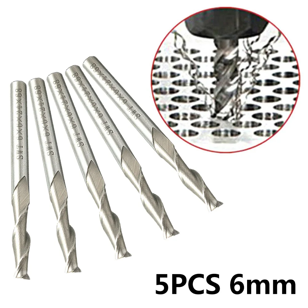 

5pcs Spiral Bit 6mm Extra Long End Mill 2 Flute HSS Aluminium CNC Cutter