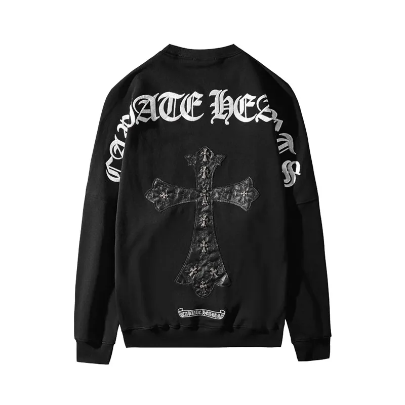 

ABOORUN 2021 мужские панковские толстовки из искусственной кожи с крестом готические вышитые буквы пуловеры толстовки для мужчин