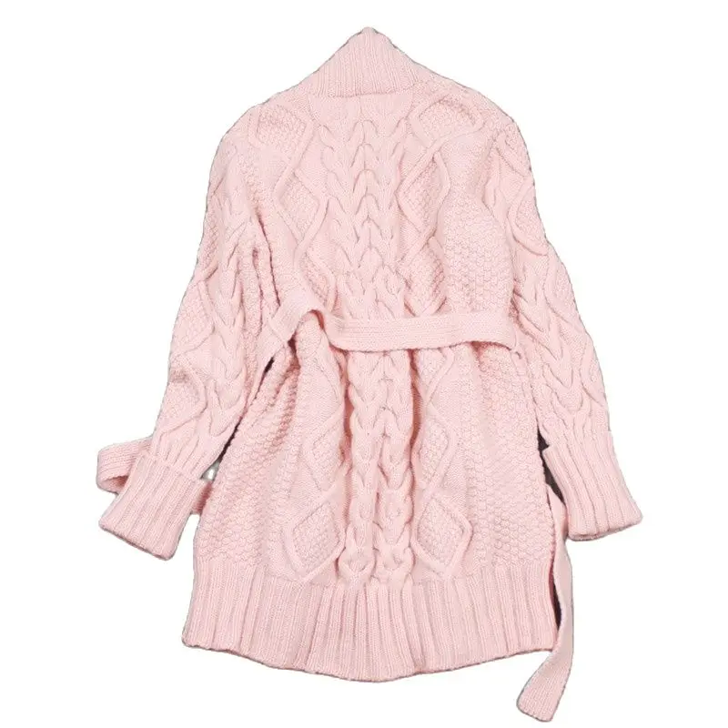 hand made high grade goat cashmere knit add thick women fashion sashes mid long cardigan coat S-XL wholesale retail customize |