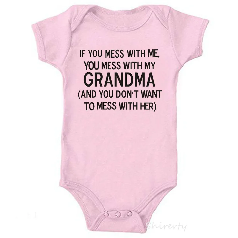 Летний комбинезон с принтом «My Grandma» для маленьких девочек, комбинезон с короткими рукавами для мальчиков, детская повседневная верхняя одежда на возраст от 0 до 24 месяцев