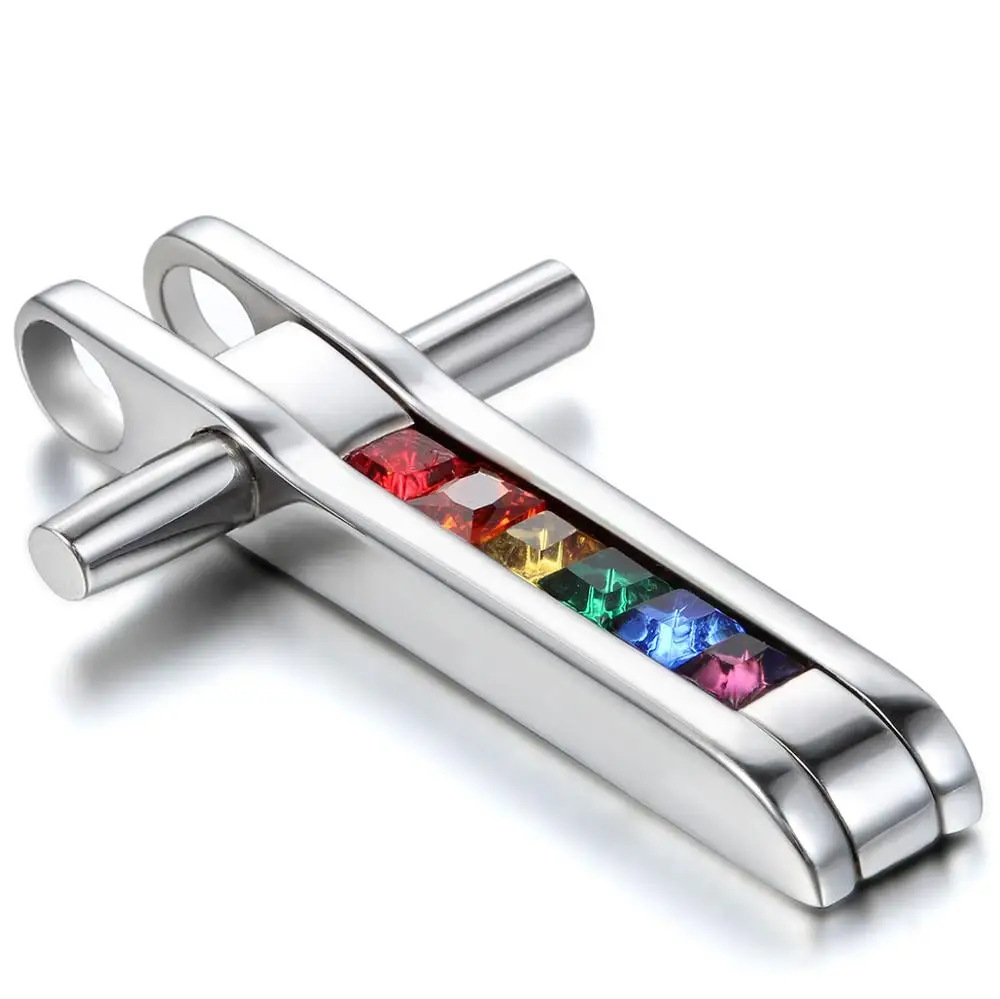 Новая Мода Гей Гордость ювелирные изделия из нержавеющей стали кулон ожерелье