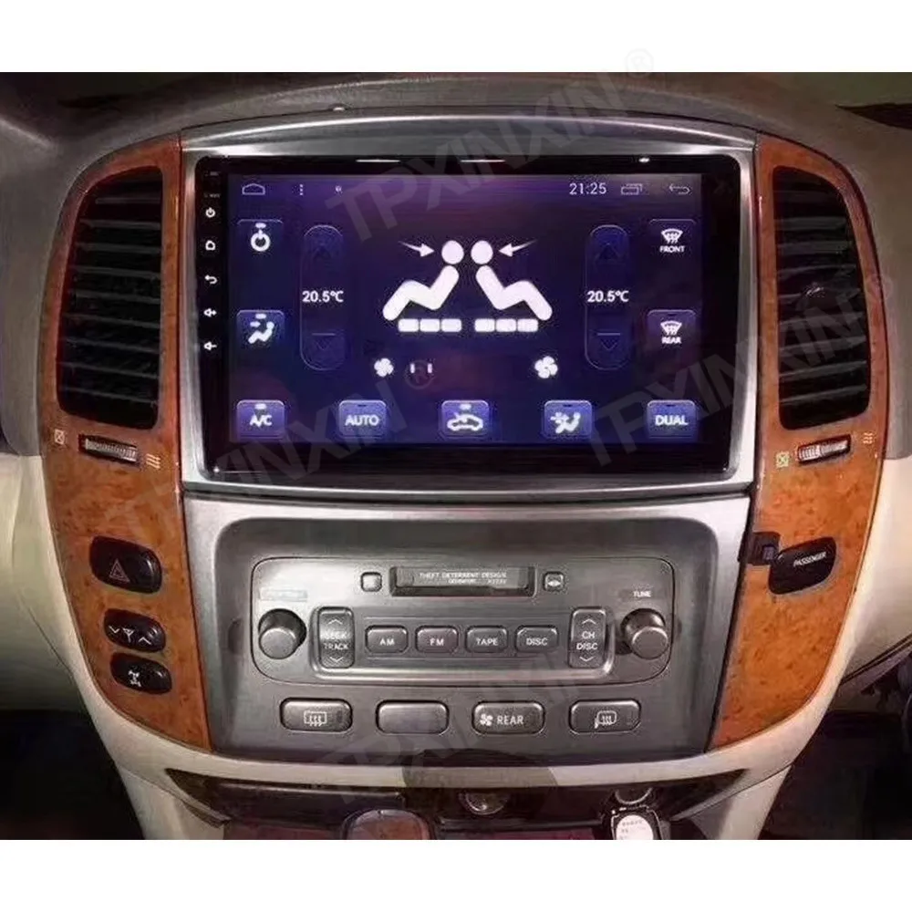 구매 무선 카플레이 안드로이드 10 6 + 128G 도요타 랜드 크루저 2003-2007 자동차 멀티미디어 플레이어 GPS 네비게이션 테이프 레코더 DSP IPS