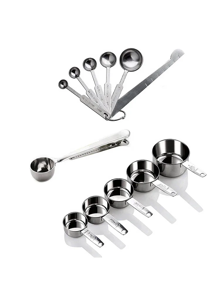 

Набор металлических мерных стаканчиков и ложек, профессиональная нержавеющая сталь, набор из 12 стаканчиков и ложек с выравнивателем, Преми...