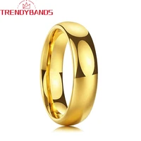 6mm gold womens wedding band mens tungsten carbide engagement rings dome band polished shiny comfort fit