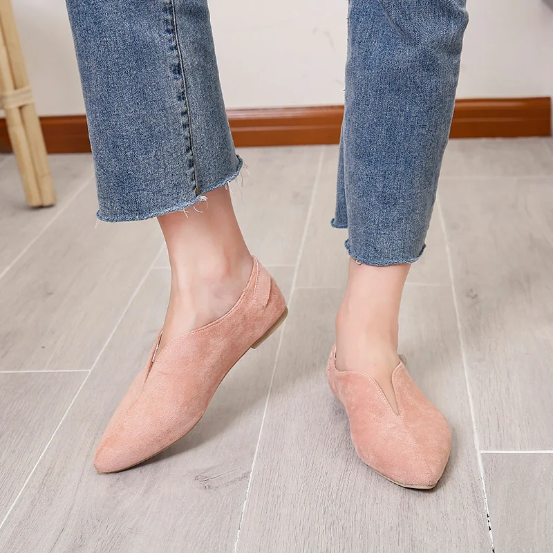 

Women Flat Shoes 2021 Ladies Fashion Designer Slip On Boat Shoes Khaki Loafers Pointed Toe Casual Soft Leather Ballet Shoes