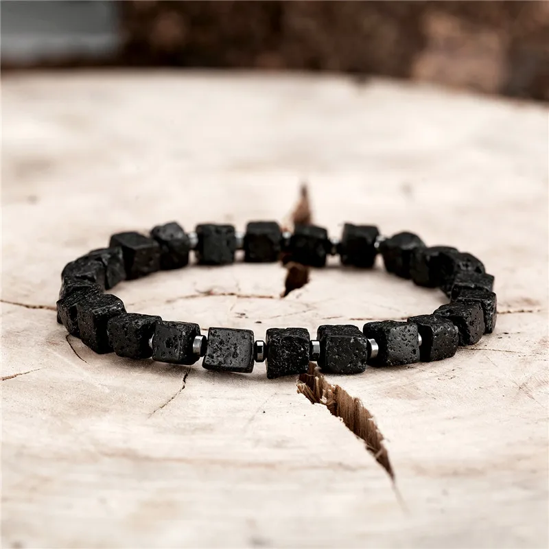 Браслеты ручной работы для мужчин и женщин винтажный браслет из лавового камня