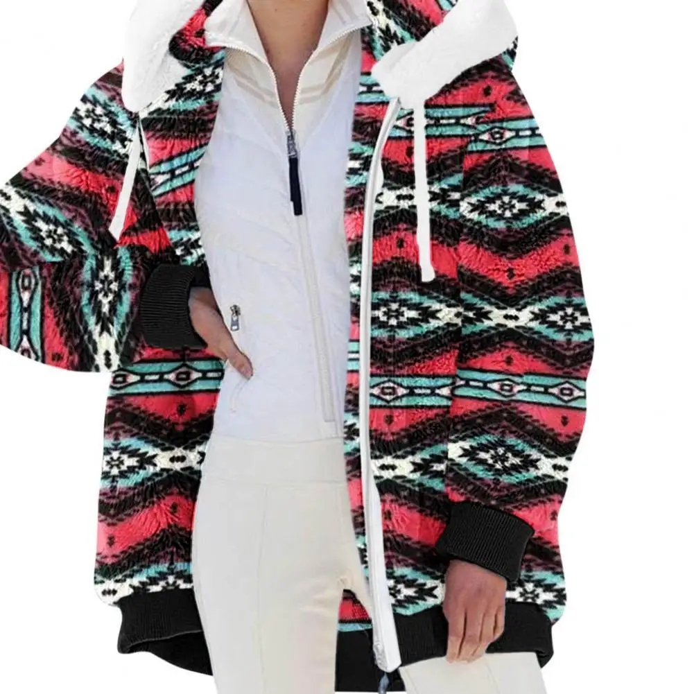 

Drawstring Casual Women Coat Easy Wear Plush Soft Long Sleeve Hooded Women Jacket Winter 2021 Black xxl