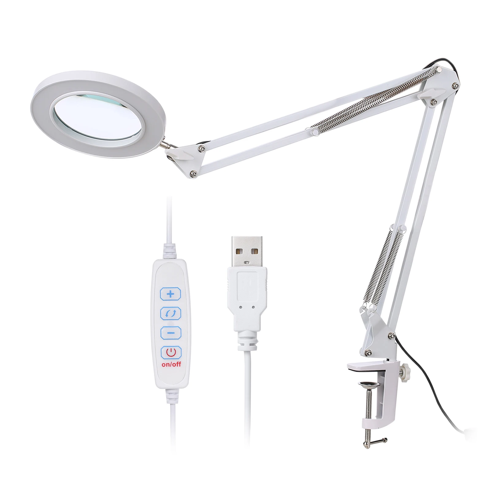 Professional Foldable 8X Magnifying Glass Desk Lamp Magnifier LED Light Reading Lamp with Three Dimming Modes USB Power Supply