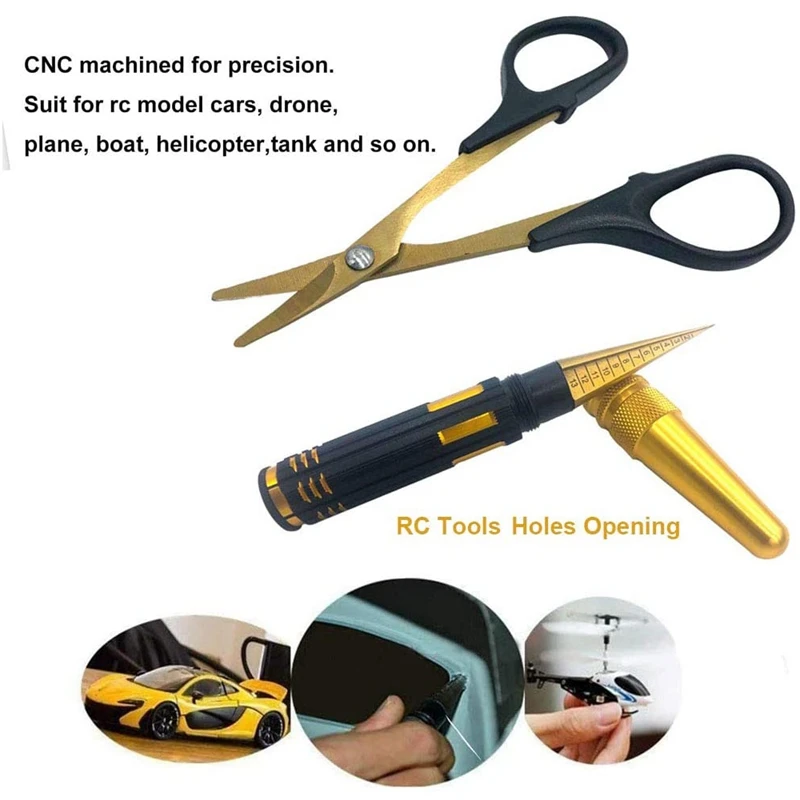 Body Reamer 0-14mm Hole Puncher with Sleeve &amp Curved Scissors Set for RC Car Bodyshell Hobby Tools | Игрушки и хобби