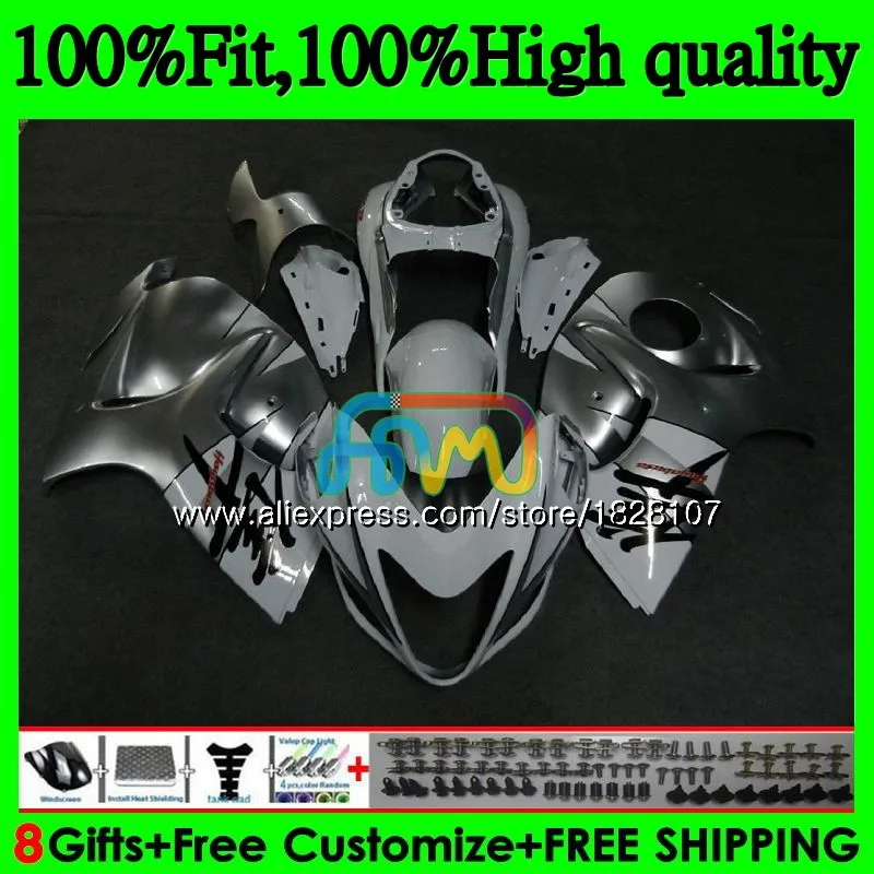 

Инъекция для SUZUKI Hayabusa GSXR1300 08 серебристо-белый 09 10 11 12 56b. 5 фонарей GSXR 1300 2008 2009 2010 2011 2012 обтекатель