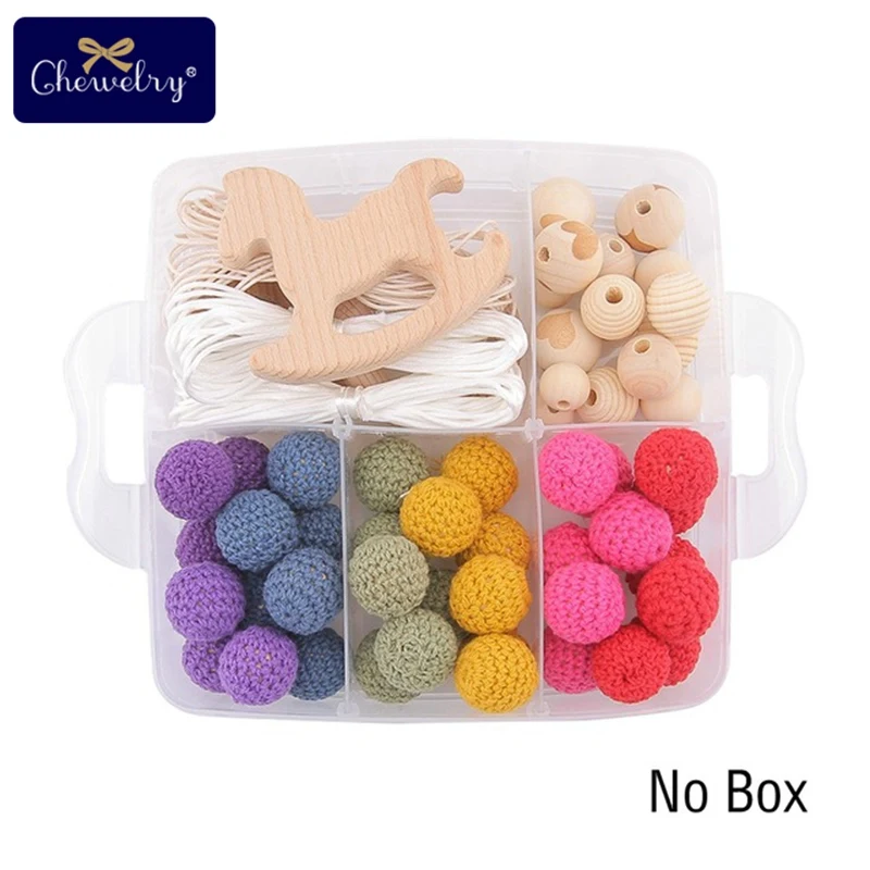 Rainbow Set-1 1 набор, детский деревянный прорезыватель, бук, соска, цепь, подвеска, вязание крючком, бисер, сделай сам, браслеты для кормления, деревянное кольцо, BPA бесплатно, детские игрушки для прорезывания зубов - Цвет: Rainbow Set-1
