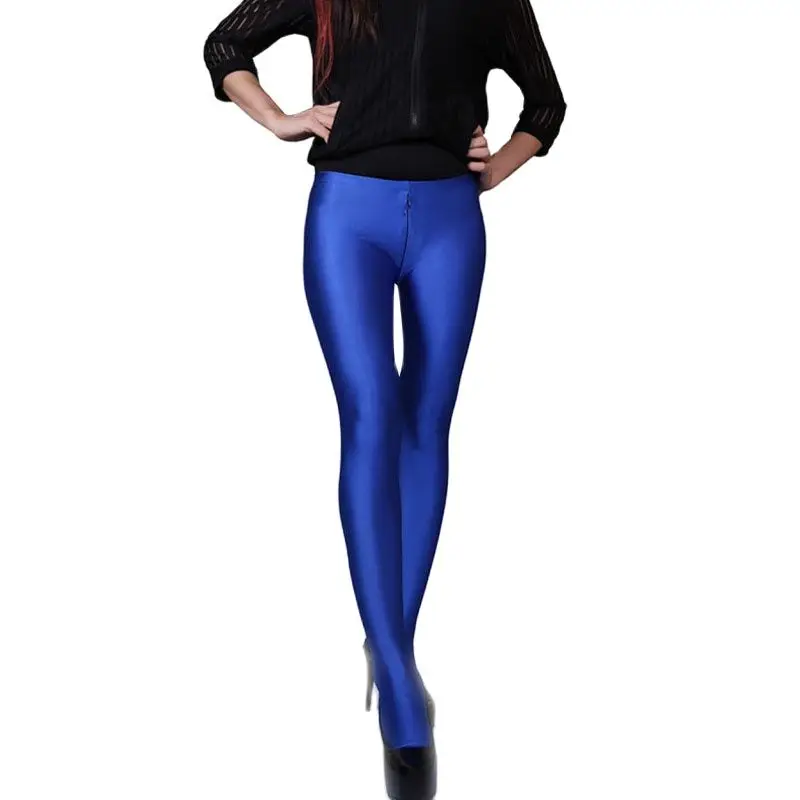 Гладкие износостойкие блестящие облегающие колготки из спандекса женские
