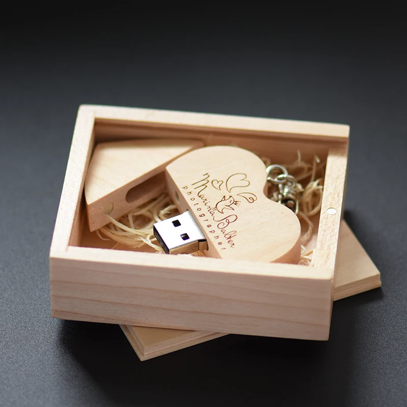 JASTER деревянное сердце USB+ Подарочная коробка флеш-диск USB 2,0 pendrive 4GB 8GB 16GB 32GB 64GB(более 10 шт бесплатный логотип) фотография свадьба