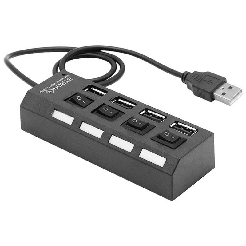 Двойной 4-портовый USB 2 0 с переключателем ВКЛ./ВЫКЛ. светодиодный компактный