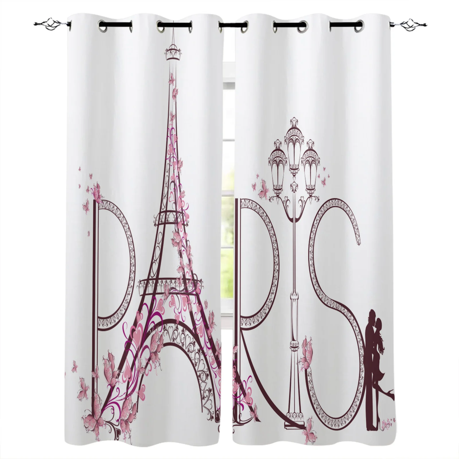 

France Paris Eiffel Tower Blackout Curtain Living Room Window Curtain Children's Blackout Curtains for The Bedroom