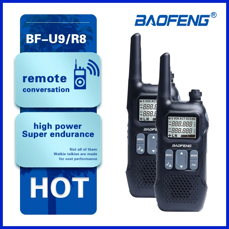 Портативная рация Baofeng BF-U9/R8 5 Вт UHF 400-470 МГц FM Ham Walkie Talkie USB Flashlight HF CB Ransceiver с дисплеем