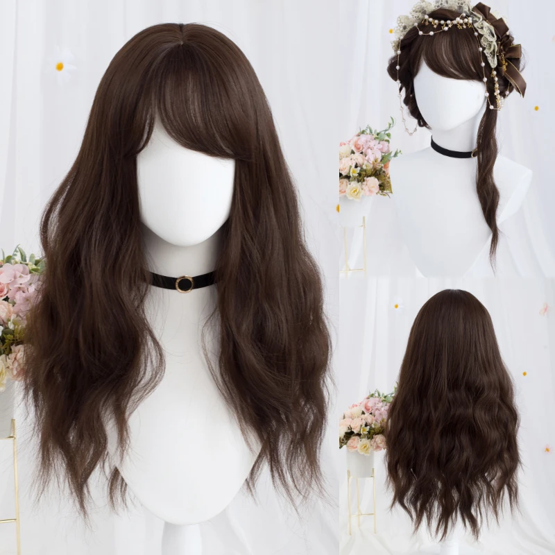 MSIWIGS Lolita Wig for Women Long Purple Blue Greeen Synthetic Hair with Bangs High Temperture Headgear