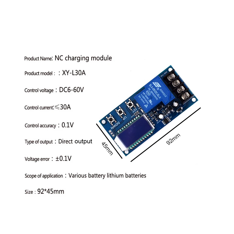 Dc 6-60V 30A Storage Battery Charging Control Module Protection Board Charger Time Switch Lcd Display Xy-L30A | Электроника
