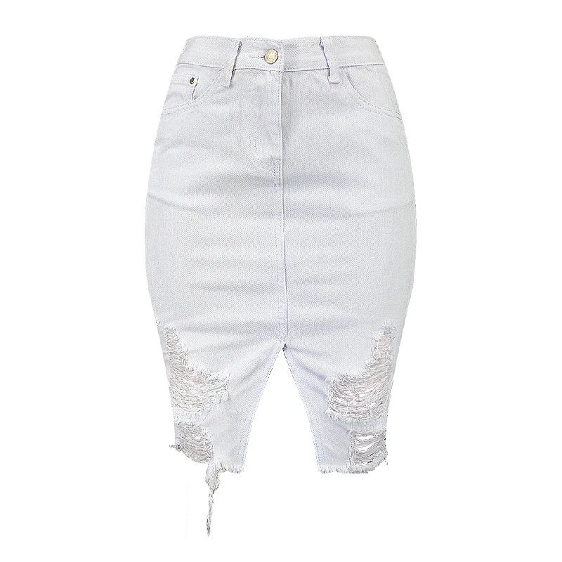 

Women Skirts High Waist Skinny Hole Ripped Denim Skirts Womens Sexy Tassels Mini Bodycon Skirt Women Cotton Denim Pencil Skirts