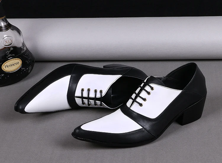 Туфли-оксфорды мужские из натуральной кожи черные и белые с перфорацией | Обувь