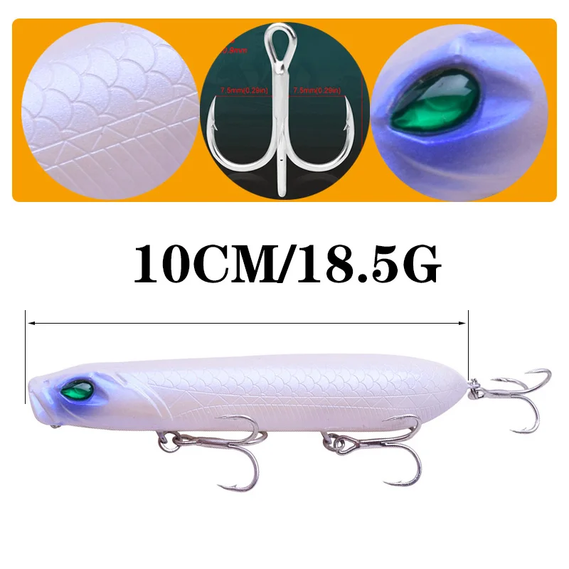1Pcs Crazy Pencil  Popper Fishing Lures 10cm 18.5g Topwater Wobblers Artificial Hard Bait Bass Crankbait Pesca Fishing Tackle