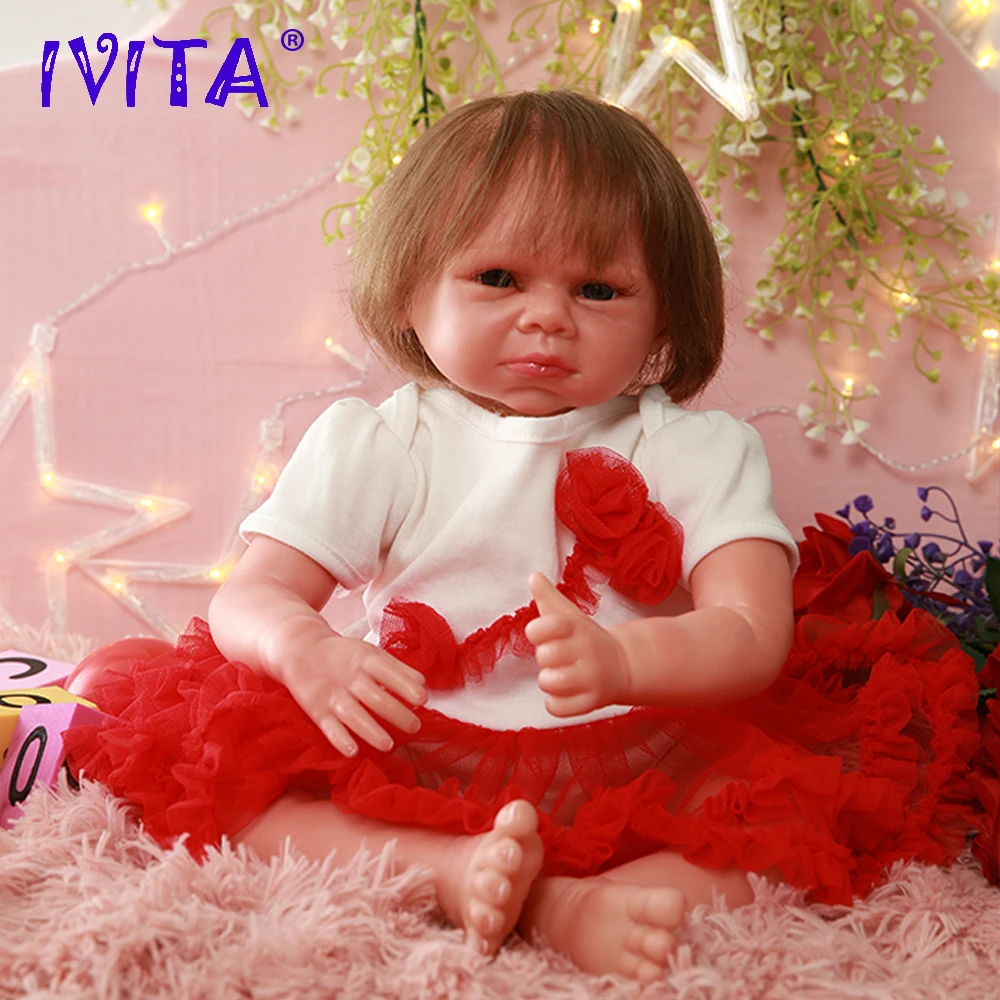 IVITA DS1807 44,5 см bonecas reborn силиконовая Детская кукла Реалистичная виниловая новорожденная принцесса с посаженными волосами Игрушки для маленьких девочек