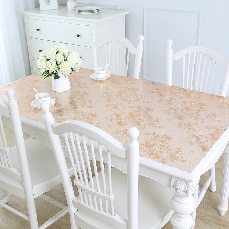 Новая Водонепроницаемая скатерть из ПВХ прозрачная прямоугольная с цветочным