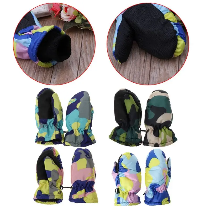 Детские зимние водонепроницаемые теплые варежки для мальчиков и девочек детские