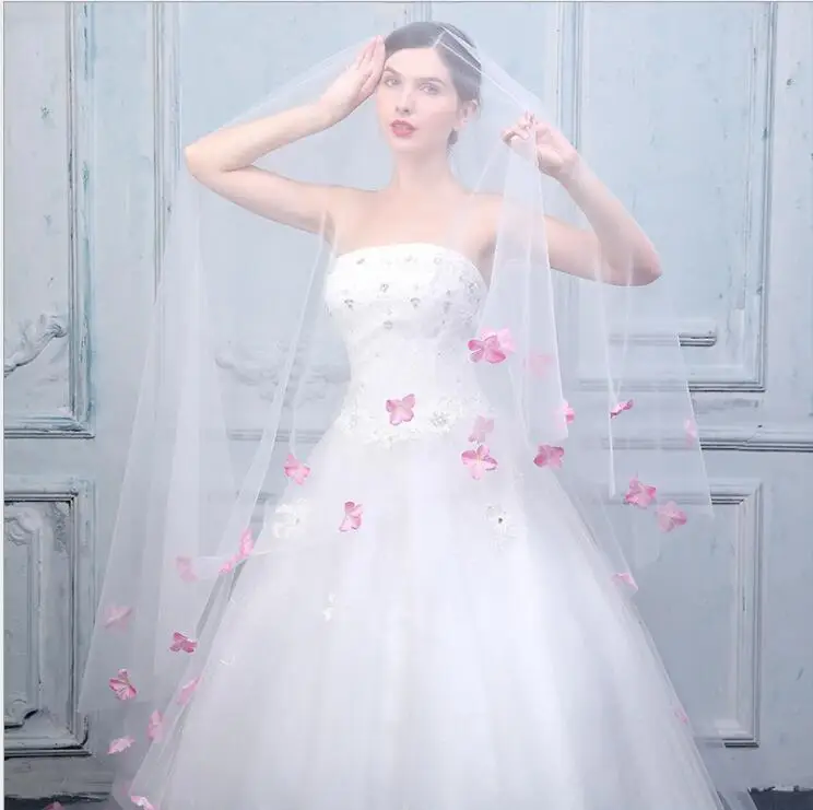Wedding Veils Cute Edge Flowers Romantic White Cathedral Long Soft Tulle Bridal Women Accessories TS296 | Свадьбы и торжества