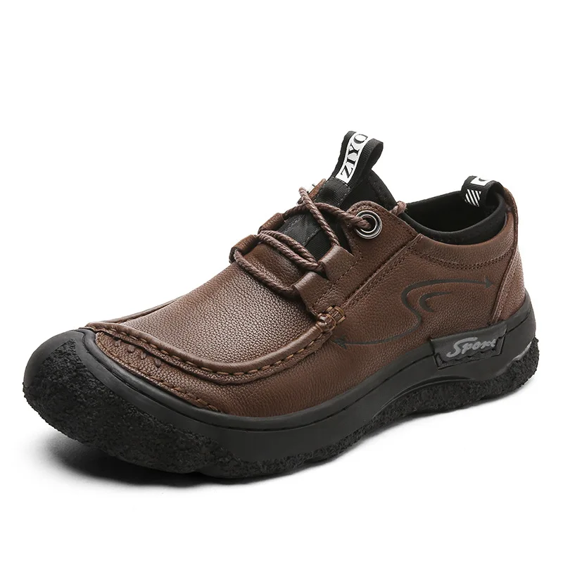 

Thick Bottom Top Layer Cowhide Outdoor Men's Shoes Men's Work Shoes Casual Leather Shoes Men's Large Size Hiking Shoes
