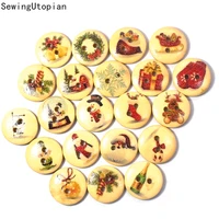 15mm christmas cartoon series wood buttons for sewing scrapbooking clothing headwear handmade crafts home decor accessories diy
