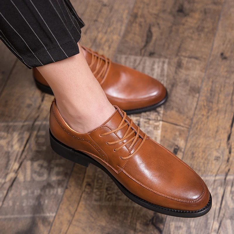 

Plus size luxury office business new 2021 men's shoes original men's formal high quality leather leisure Oxford Shoes обувь38-47