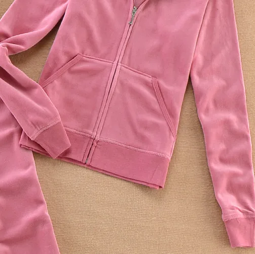 

2021 Velvet Fabric Tracksuits Velour Outfits Hoodies Tops and Sweat Pants Set for Women S- XL women 2 piece set