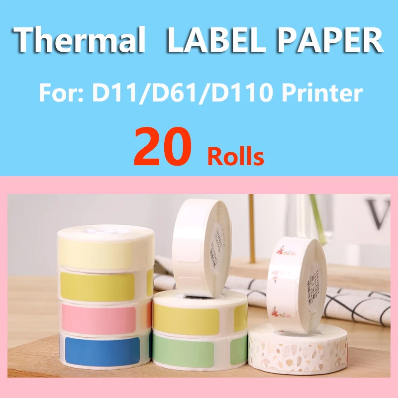 20Rolls D11 label niimbot label paper self-adhesive labels phomemo stickers Adhesive paper sticker roll paper sticker to printer