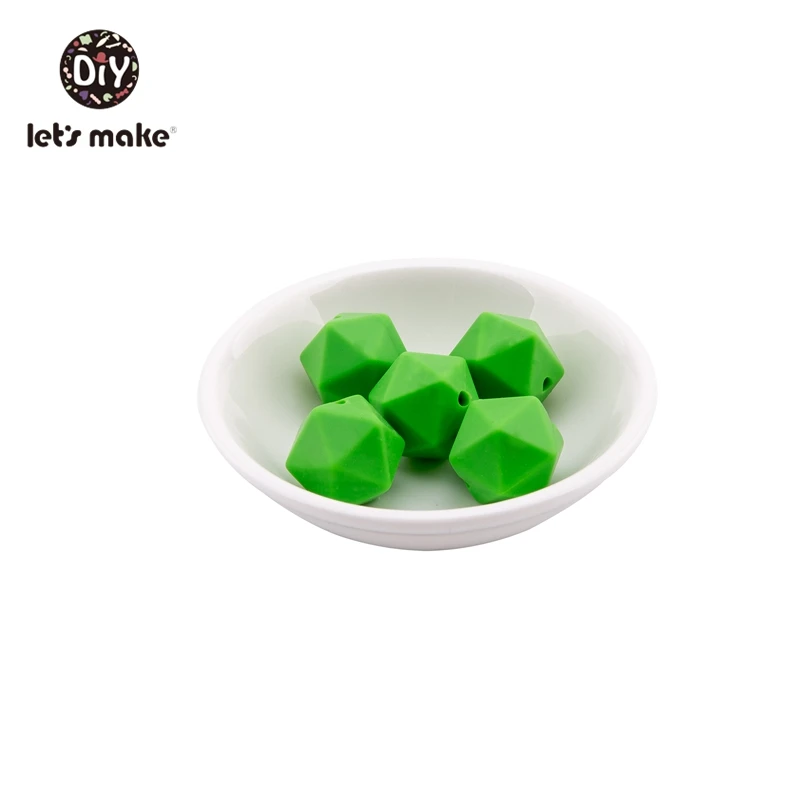 summer green Let' s сделать 20 шт. Силиконовые Бусины Пищевой шестигранный силиконовый шарик 14 мм Сделай своими ругами слингобусы соска цепь Bpa Бесплатный Детский Прорезыватель - Цвет: summer green