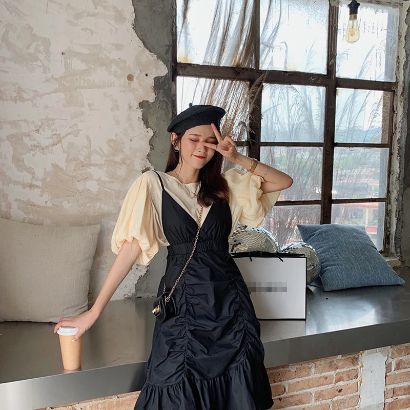 Женский костюм двойка MISHOW однотонная блузка с рукавами фонариками и v образным