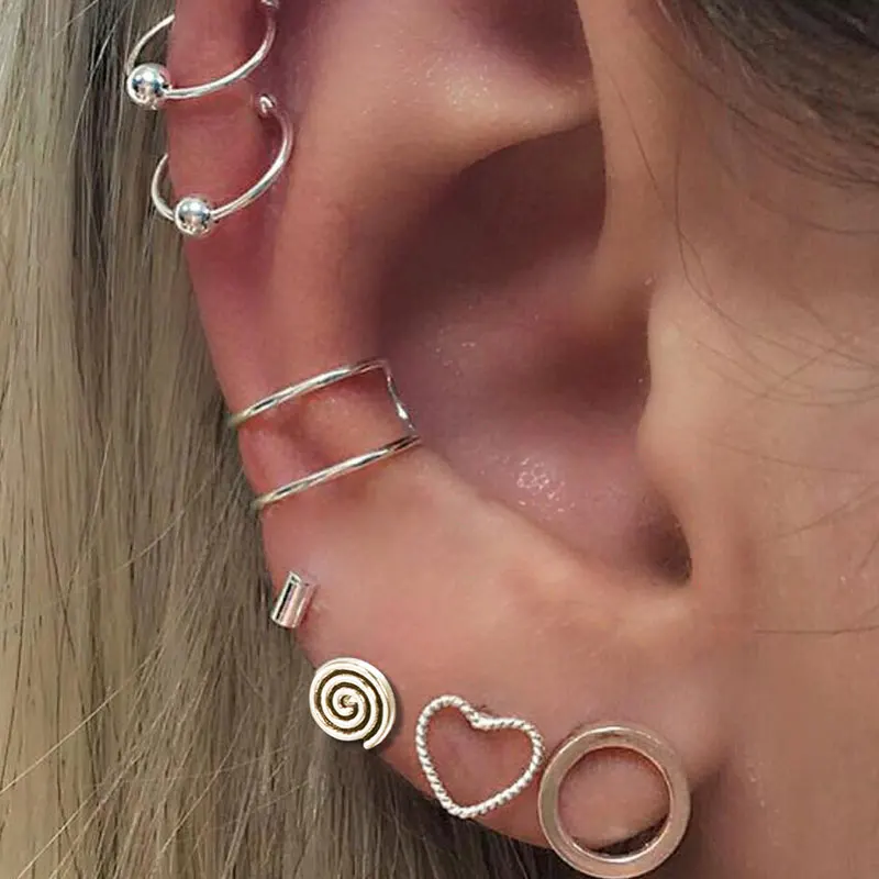 7 шт./компл. винтажные серьги-гвоздики набор женских шармов в форме сердца