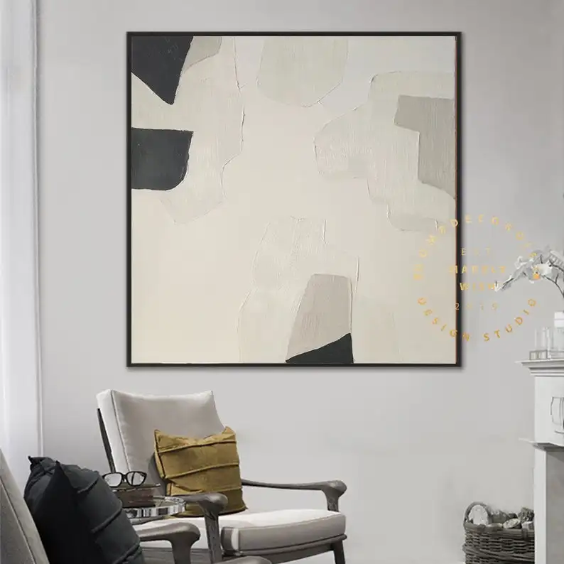 

Large Abstract Painting Nordic Oil Painting Beige Painting Gray Painting Original Boho Painting Minimalist Art Boho Abstract Art