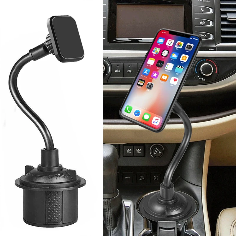XMXCZKJ Magnetic Car Cup Holder Phone Mount Adjustable Gooseneck Cell Phone Holder for Most Smartphones for Iphone Xiaomi HuaWei
