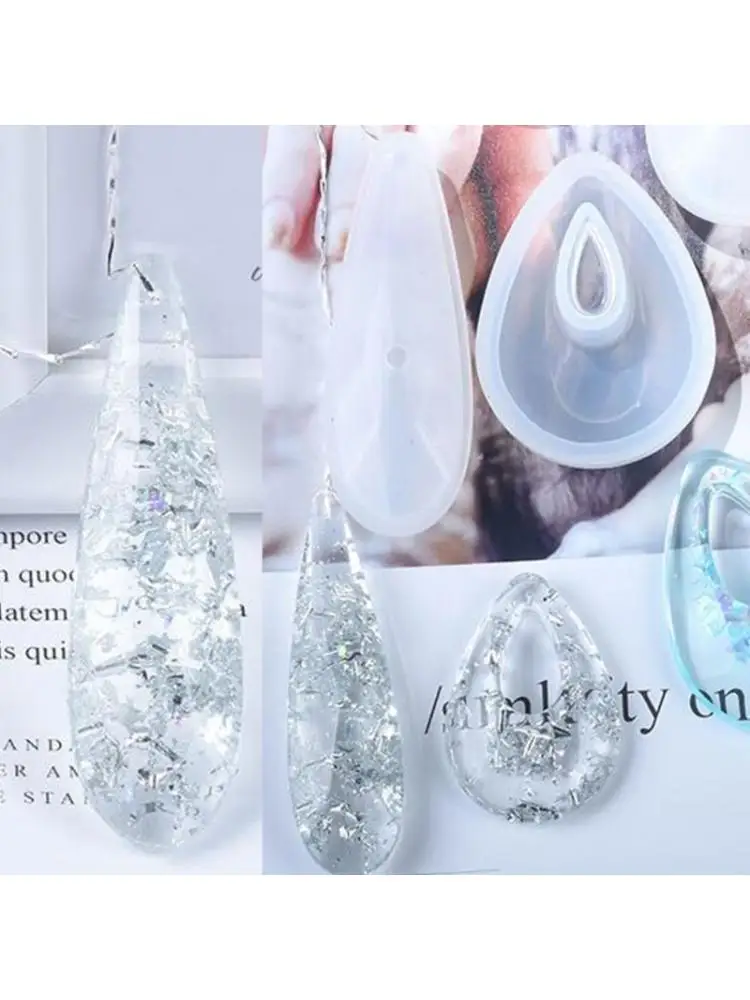 

Handmade Crystal Epoxy Resin Mold DIY Necklace Pendant Casting Silicone Mould B36D