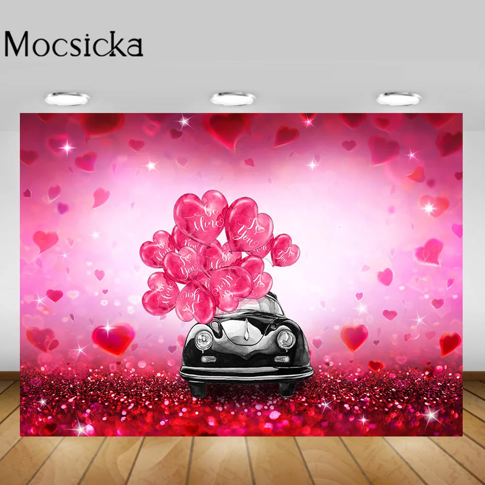 

Mocsicka красный блестящий день Святого Валентина фон любовь сердце воздушный шар черный автомобиль фотография Фон Фотостудия
