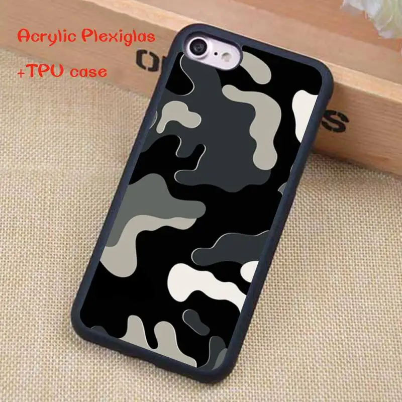 

Camouflage Camo Army Phone Case For iphone 11 Pro Max X XR XS SE 2020 6S 7 8 Plus Acrylic Plexiglass TPU