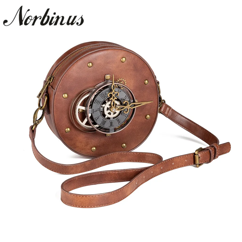 Сумка на плечо Norbinus в стиле стимпанк для женщин круглые сумочки готический