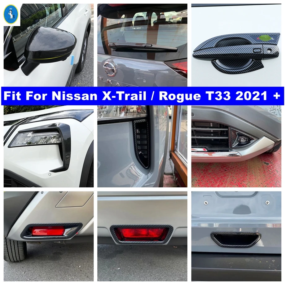 

Carbon Fiber Look Exterior Refit Kit Door Handle Bowl / Fog Lights Cover Trim For Nissan X-Trail X Trail / Rogue T33 2021 2022