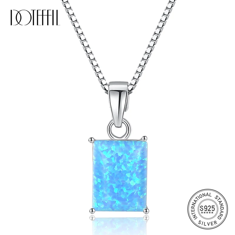 Женское ожерелье из серебра 925 пробы с квадратным огненным опалом 40 + 5 см |