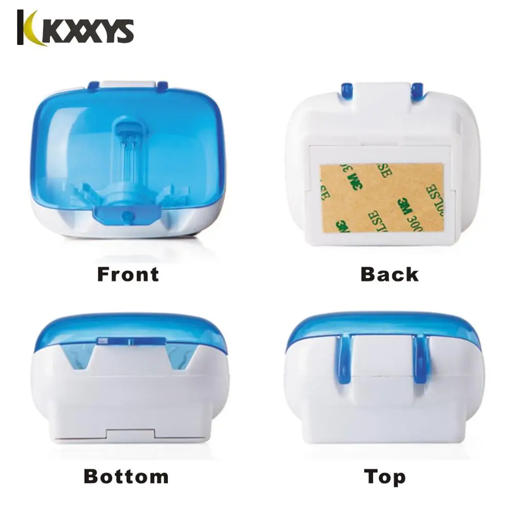 

Oral Hygiene UV Light Toothbrush Sterilizer Bathroom Wall Mount Disinfection Box Holder for 2 Slots Tooth Brush Holder