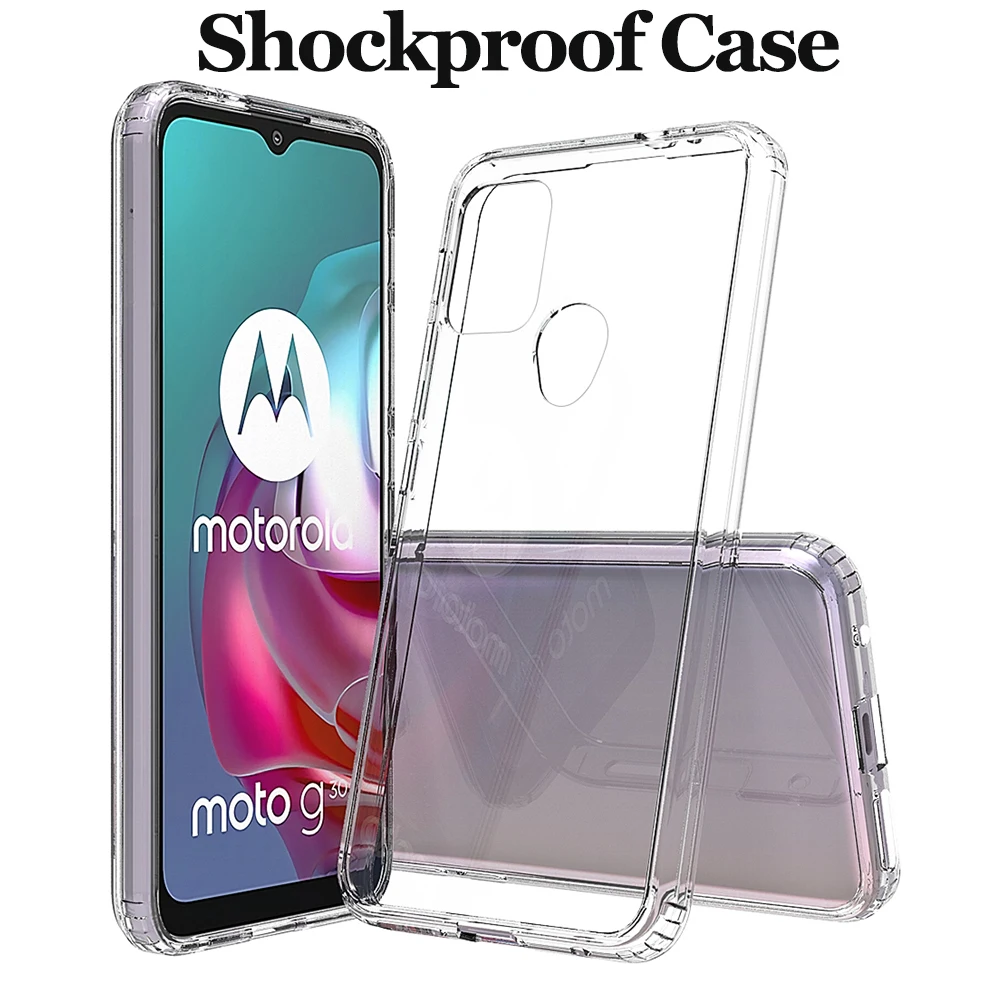

Противоударный чехол для Moto G30, чехол для Motorola G 30, Гибридный Бампер Из ТПУ, Противоударная жесткая задняя прозрачная оболочка для телефона, ч...