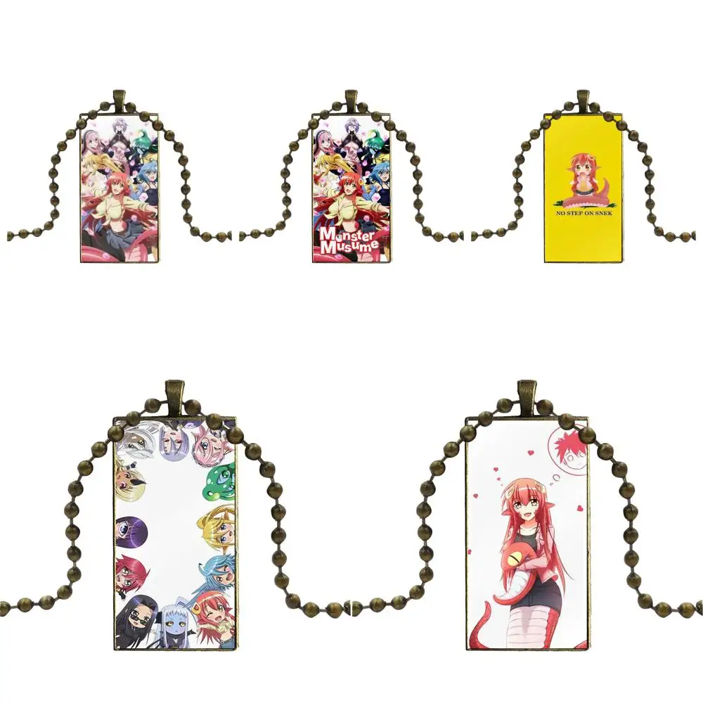 Для детей стеклянный подвесной брелок ожерелье прямоугольное модное Аниме Monster