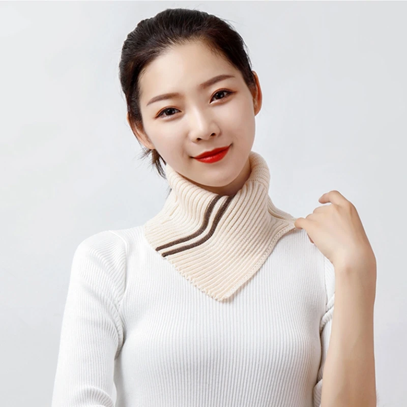 

Winter Turtleneck False Collar Knit Striped Detachable Scarf Stretch Neck Warmer 85WB